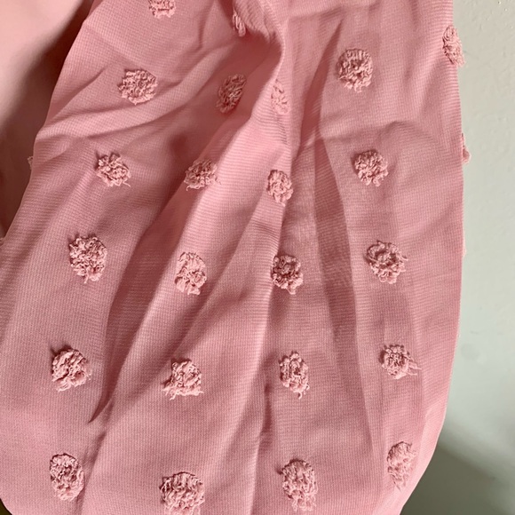 *Host Pick!🎉 Light Pink Swiss Dot Lantern Sleeve V-Neck Blouse - Picture 10 of 11